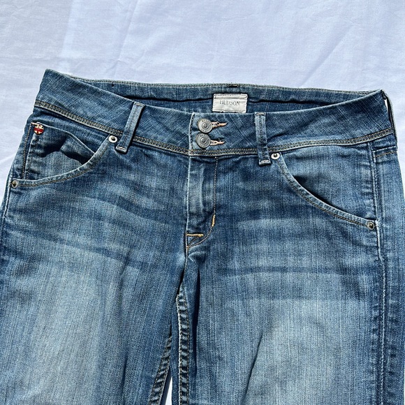 Hudson Jeans Collin Mid-Rise Skinny Crop light indigo distressed back pockets 27 - Picture 2 of 10